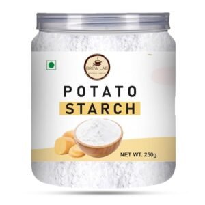 A 500g package of potato starch, showcasing its fine texture and packaging design, ideal for cooking and baking.