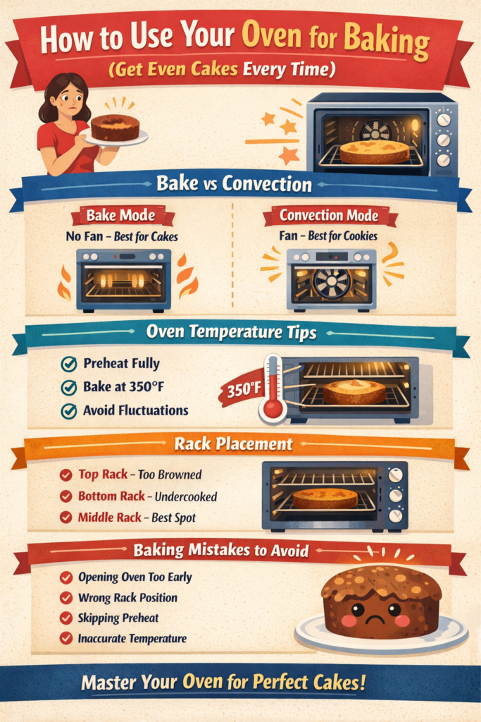 How to use your oven for baking cakes evenly – bake vs convection, temperature and rack placement guide