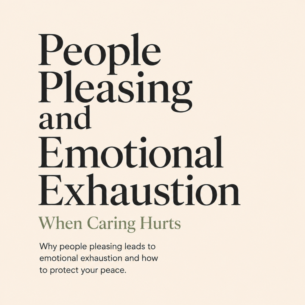 People Pleasing and Emotional Exhaustion blog featured image explaining how people-pleasing, emotional labor, approval seeking, and weak boundaries can lead to emotional exhaustion and burnout.