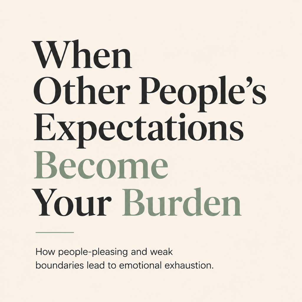 When Other People's Expectations Become Your Burden blog featured image about people-pleasing, weak boundaries, emotional exhaustion, self-worth, and approval seeking.