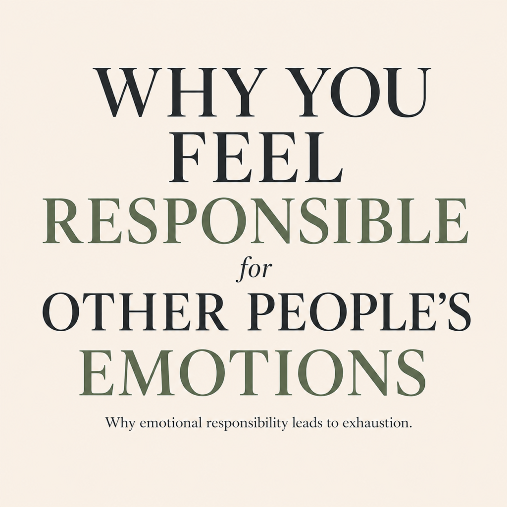 Why you feel responsible for other people's emotions blog featured image about emotional responsibility, emotional boundaries, and emotional exhaustion.