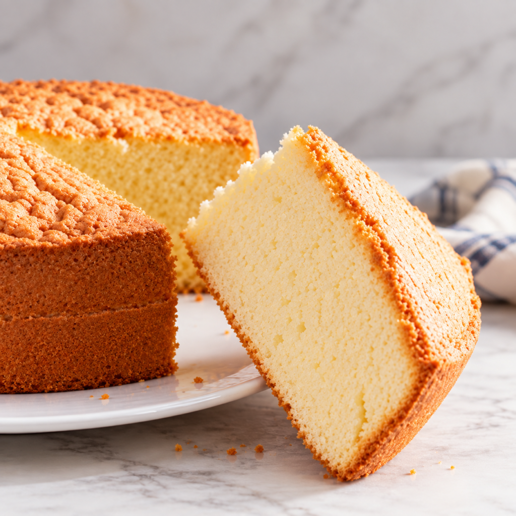 Sliced eggless cake showing a soft, even crumb