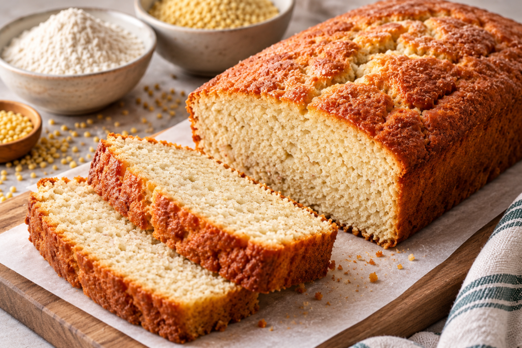 Gluten-free eggless cake made with a flour blend