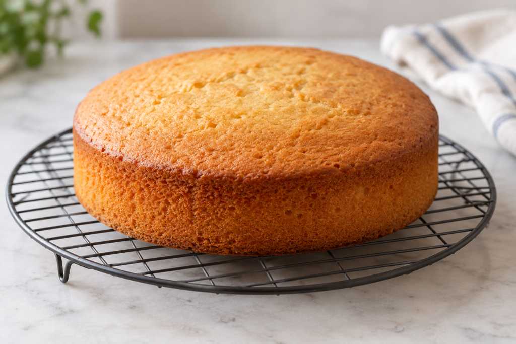 Plain cake cooling on a wire rack: how to cool a cake properly