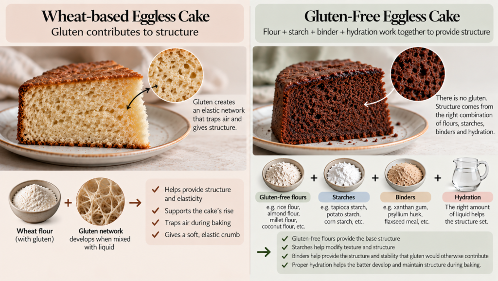 Comparison of structure in wheat-based and gluten-free eggless cakes