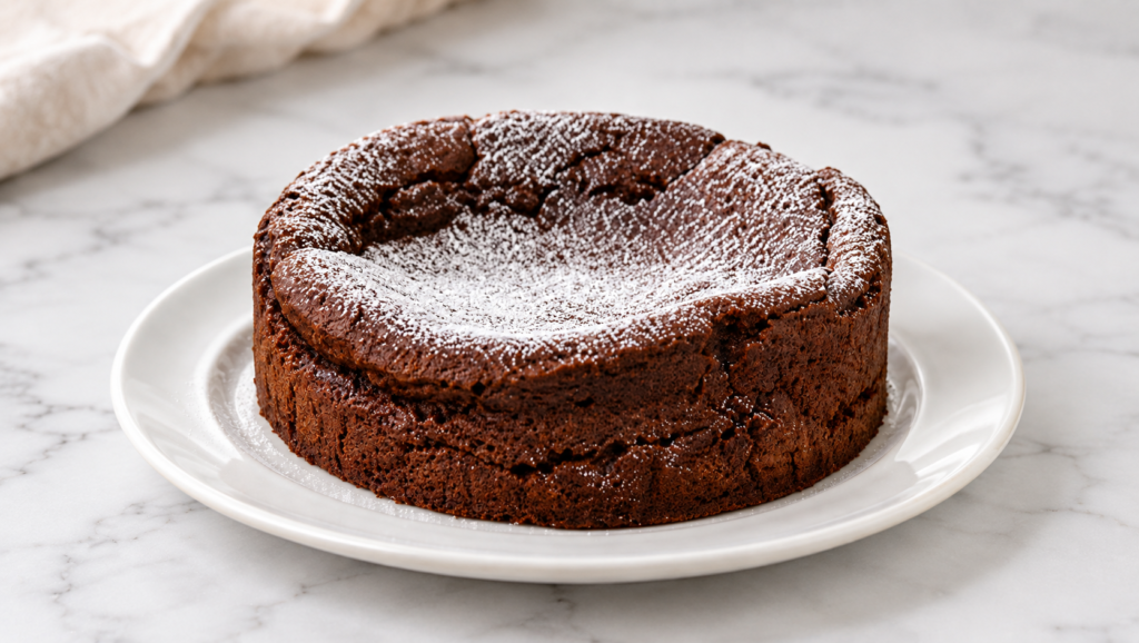 Eggless chocolate cake with a sunken centre