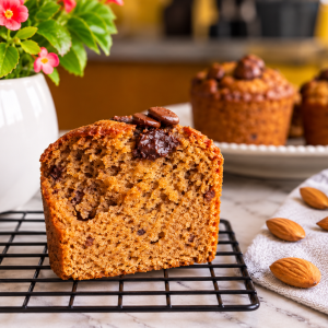 Gluten-free egg-free almond flour muffin showing a moist crumb