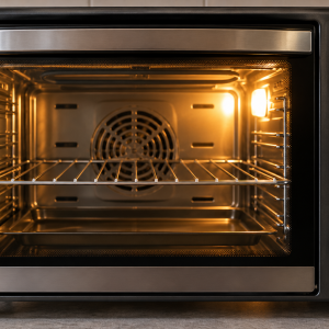 Home oven with temperature and baking controls