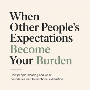 When Other People's Expectations Become Your Burden blog featured image about people-pleasing, weak boundaries, emotional exhaustion, self-worth, and approval seeking.