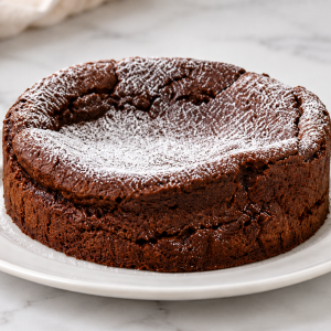 Eggless chocolate cake with a sunken centre