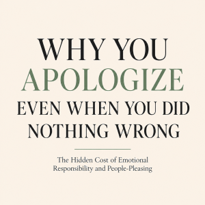 Why You Apologize Even When You Did Nothing Wrong blog featured image about emotional responsibility, people-pleasing, healthy boundaries, and excessive apologizing.